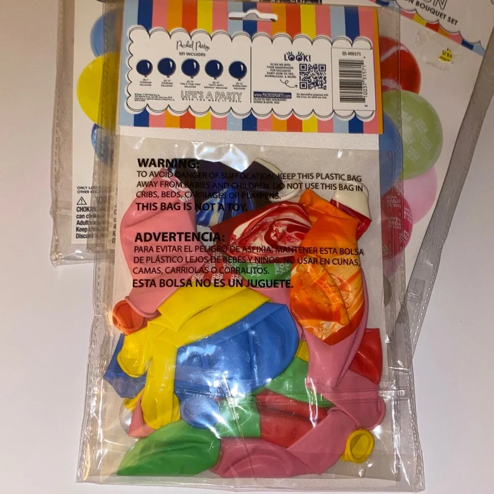 Lot of 4 Assorted Pop Of Fun Multicolored Ballon Bouquet Helium or Air Fill OS